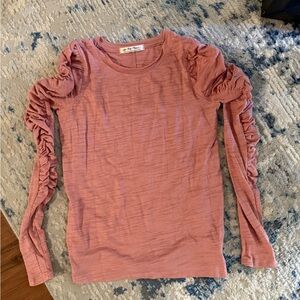 We The Free Pink Ruched Sleeve Top Small